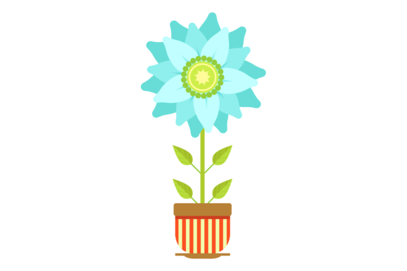 Blue Flower in Pot Graphics & Illustrations Review