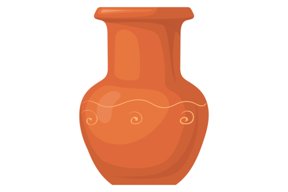 Brown Vase. Cartoon Clay Pottery. Decora – Graphics & Illustrations for Digital Sellers