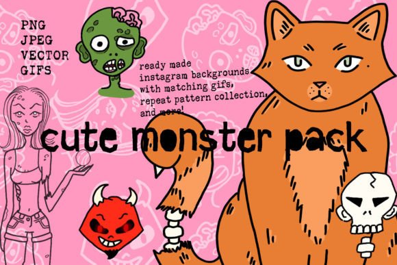 Cute Halloween Monster Collection Graphics & Illustrations