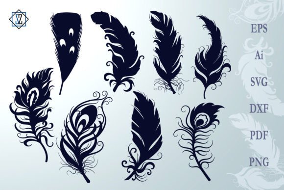 Feathers Silhouettes SVG: Graphics & Illustrations