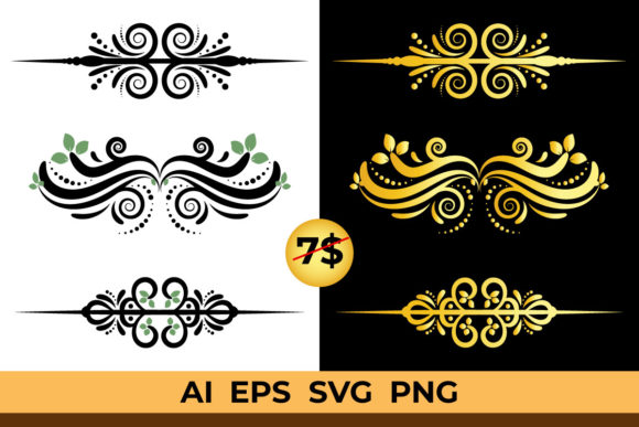 Floral Golden Ornaments: Graphics & Decorative Elements