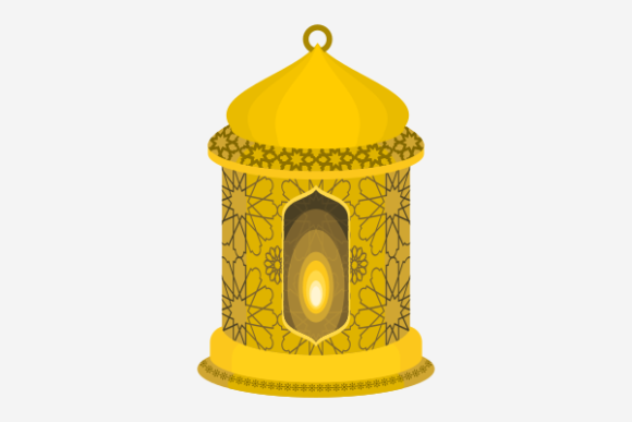Isolated Standing Patterned Arab Lantern Graphics