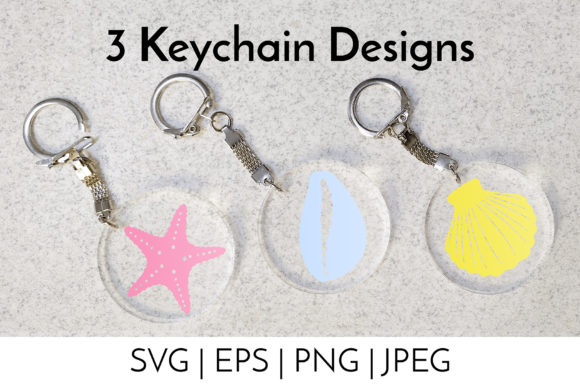 Keychain Beach Summer Seashell Design Graphics