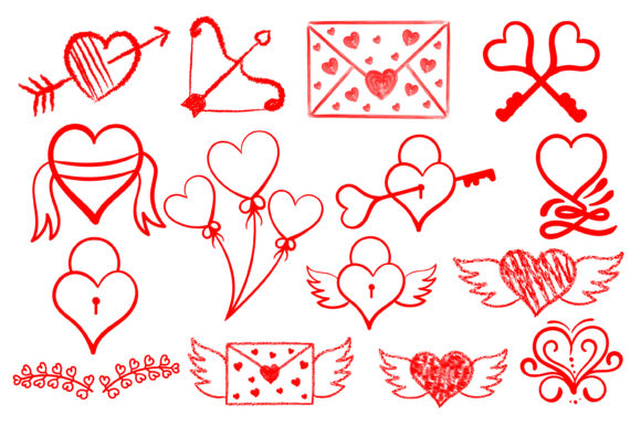 Love Hearts Elements: Hand-drawn Graphics & Illustrations