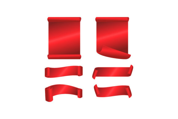 Red Scrolls and Banner Collection: Graphics & Decorative Elements