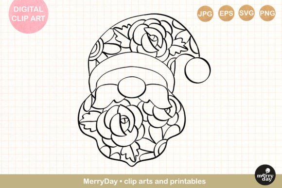 Santa Claus Ornament Line Art Graphics & Illustrations