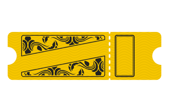 Vintage Ticket Template. Yellow Decorative Graphics for Small Business Branding